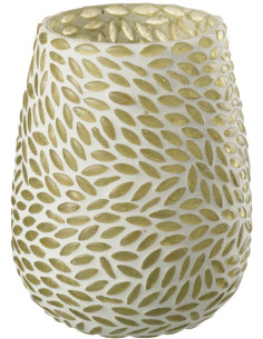 Photophore ovale mosaÏque Diamètre 9 cm en Verre Vert Blanc Byzan - 1