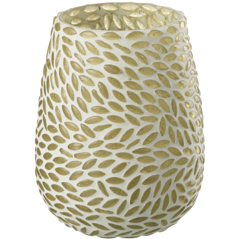 Photophore ovale mosaÏque Diamètre 9 cm en Verre Vert Blanc Byzan - 1