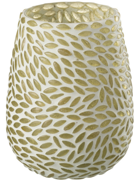 Photophore ovale mosaÏque Diamètre 9 cm en Verre Vert Blanc Byzan - 1