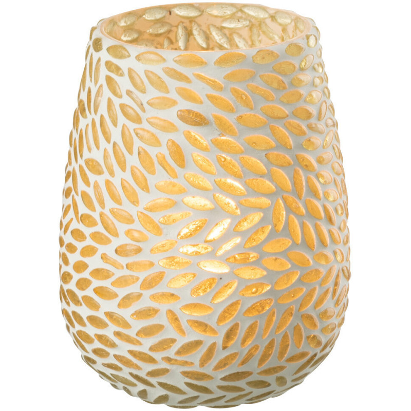 Photophore ovale mosaÏque Diamètre 9 cm en Verre Vert Blanc Byzan - 3