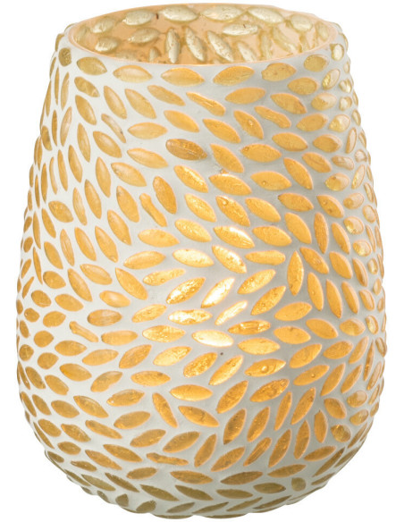 Photophore ovale mosaÏque Diamètre 9 cm en Verre Vert Blanc Byzan - 3