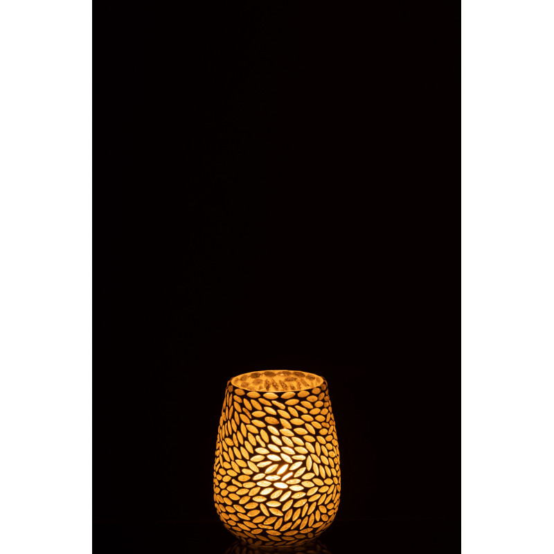 Photophore ovale mosaÏque Diamètre 9 cm en Verre Vert Blanc Byzan - 4