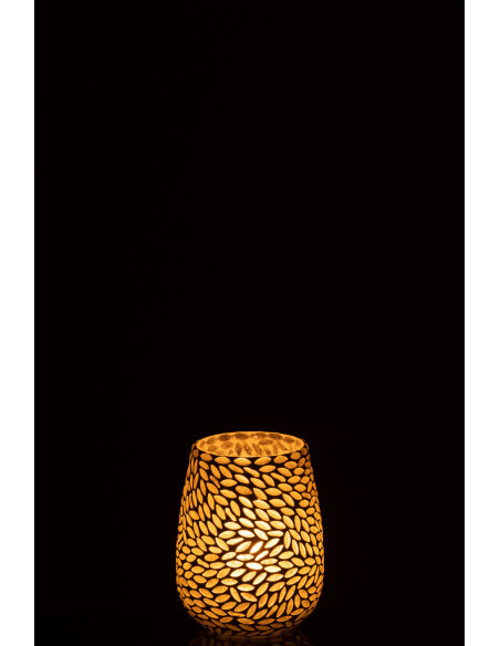 Photophore ovale mosaÏque Diamètre 9 cm en Verre Vert Blanc Byzan - 4