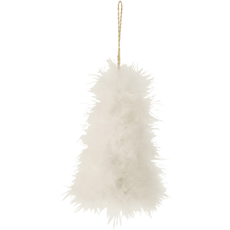 Suspension de Noël Sapin Hauteur 15 cm en Plume Blanc - 1