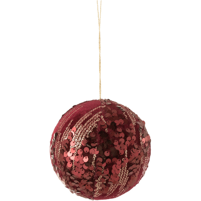 Boule de Noël XL en Polyester Bordeaux Avec sequins - 1