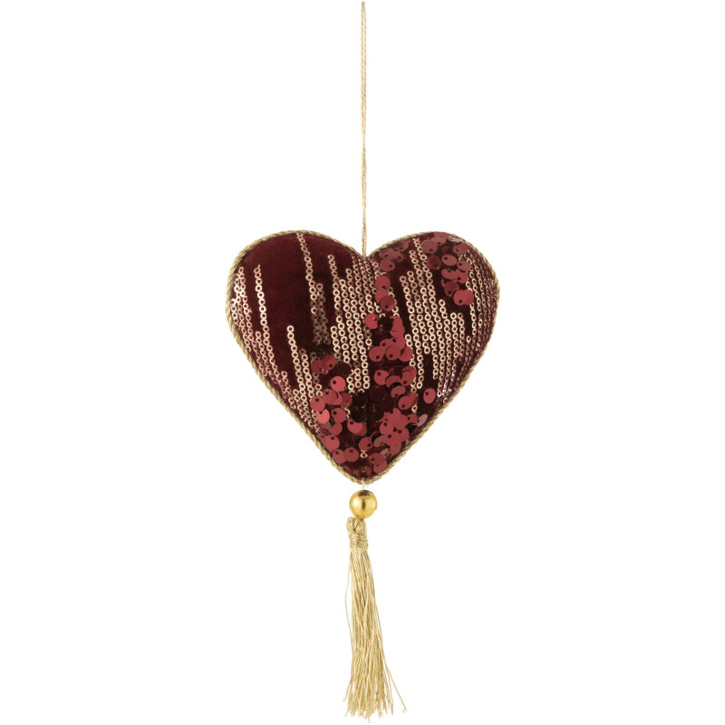 Suspension de Noël Coeur Hauteur 30 cm en Polyester Bordeaux - 1