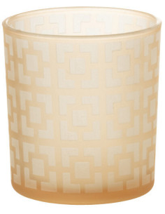 Photophore moderne Diamètre 7 cm en Verre Ambré Motif carrés Nelskia - 1