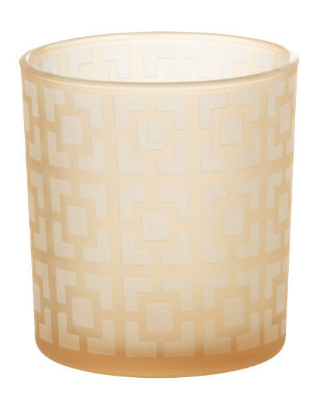 Photophore moderne Diamètre 7 cm en Verre Ambré Motif carrés Nelskia - 1