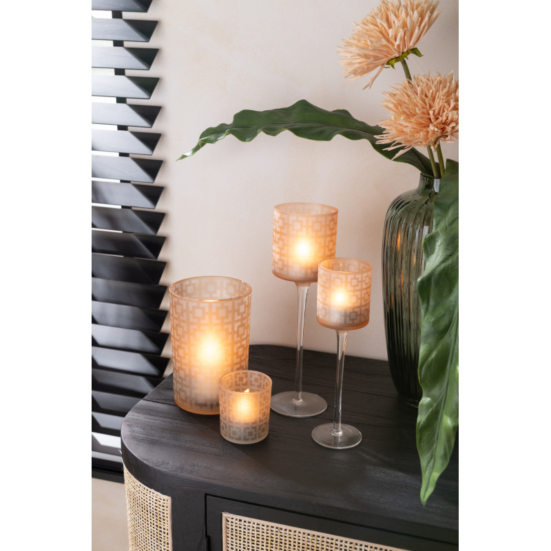 Photophore moderne Diamètre 7 cm en Verre Ambré Motif carrés Nelskia - 2