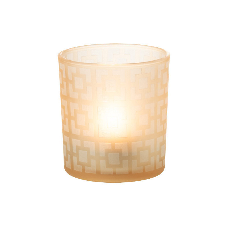 Photophore moderne Diamètre 7 cm en Verre Ambré Motif carrés Nelskia - 3