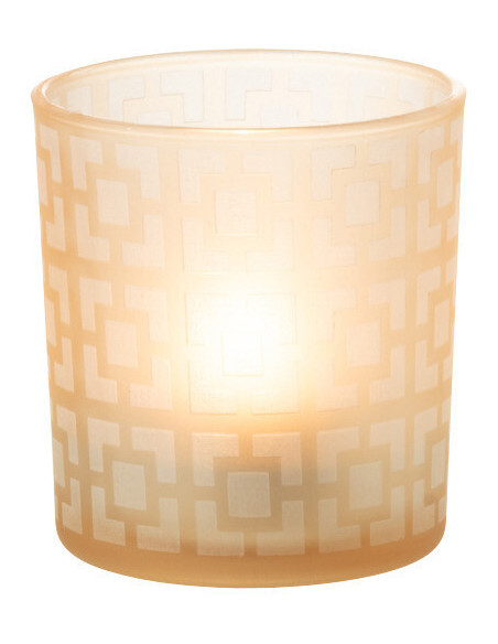 Photophore moderne Diamètre 7 cm en Verre Ambré Motif carrés Nelskia - 3