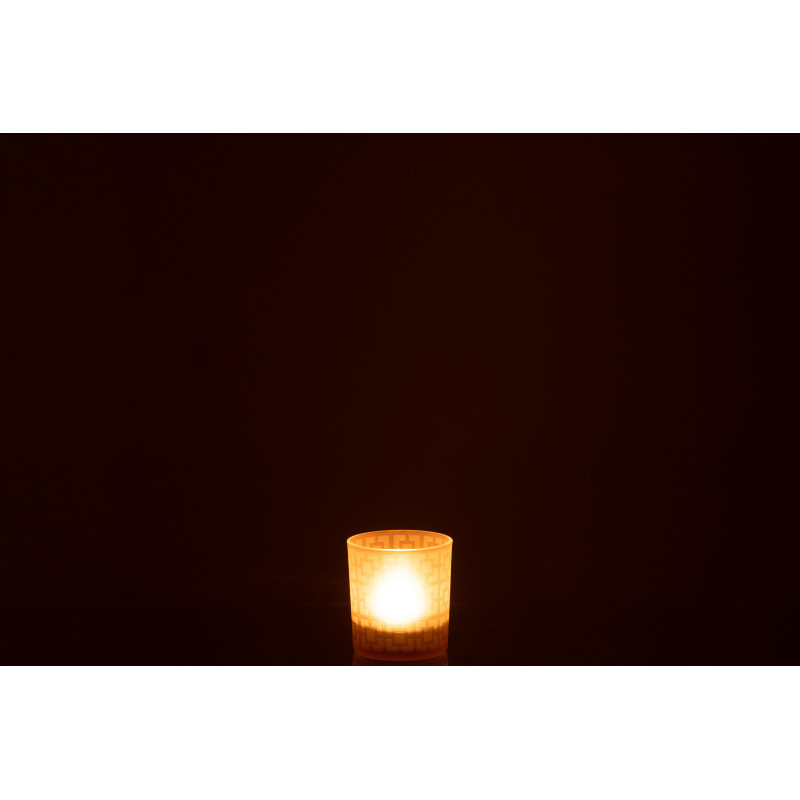 Photophore moderne Diamètre 7 cm en Verre Ambré Motif carrés Nelskia - 4