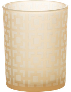 Photophore moderne Diamètre 10 cm en Verre Ambré Motif carrés Nelskia - 1