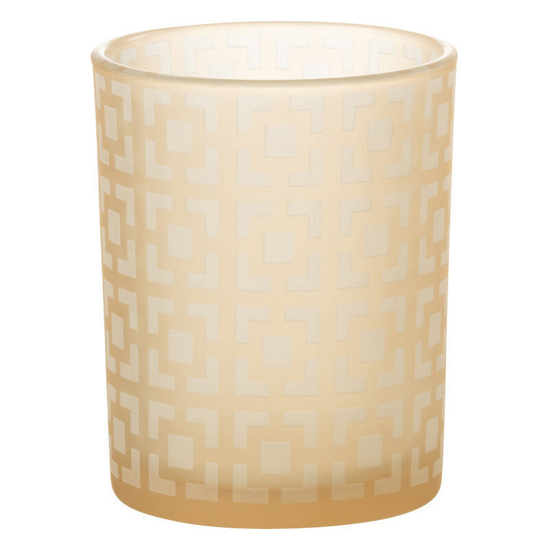 Photophore moderne Diamètre 10 cm en Verre Ambré Motif carrés Nelskia - 1