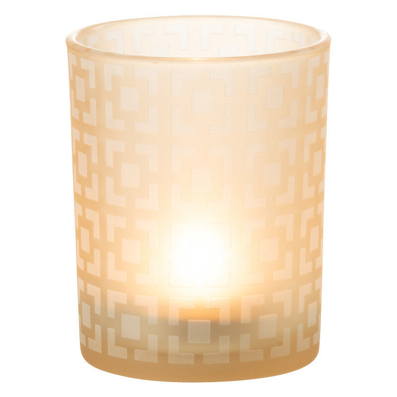 Photophore moderne Diamètre 10 cm en Verre Ambré Motif carrés Nelskia - 2