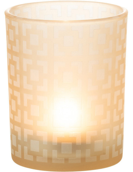 Photophore moderne Diamètre 10 cm en Verre Ambré Motif carrés Nelskia - 2