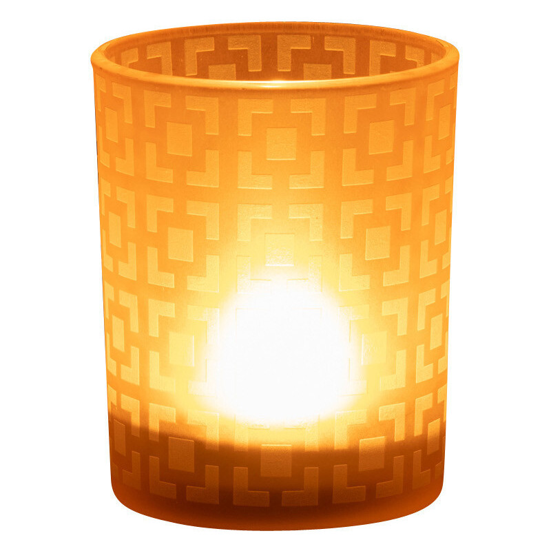 Photophore moderne Diamètre 10 cm en Verre Ambré Motif carrés Nelskia - 3