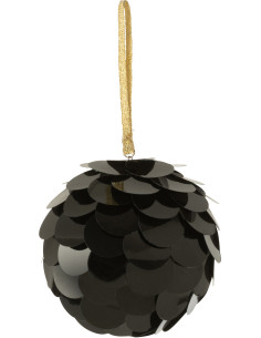 Boule de Noël Sequins en Plastique Noir - 1