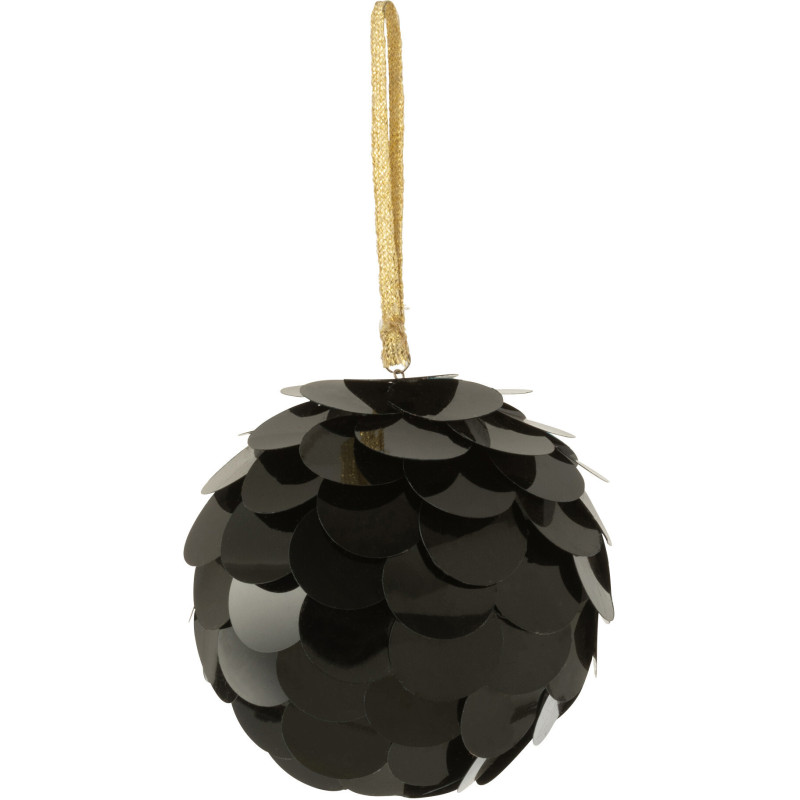 Boule de Noël Sequins en Plastique Noir - 1