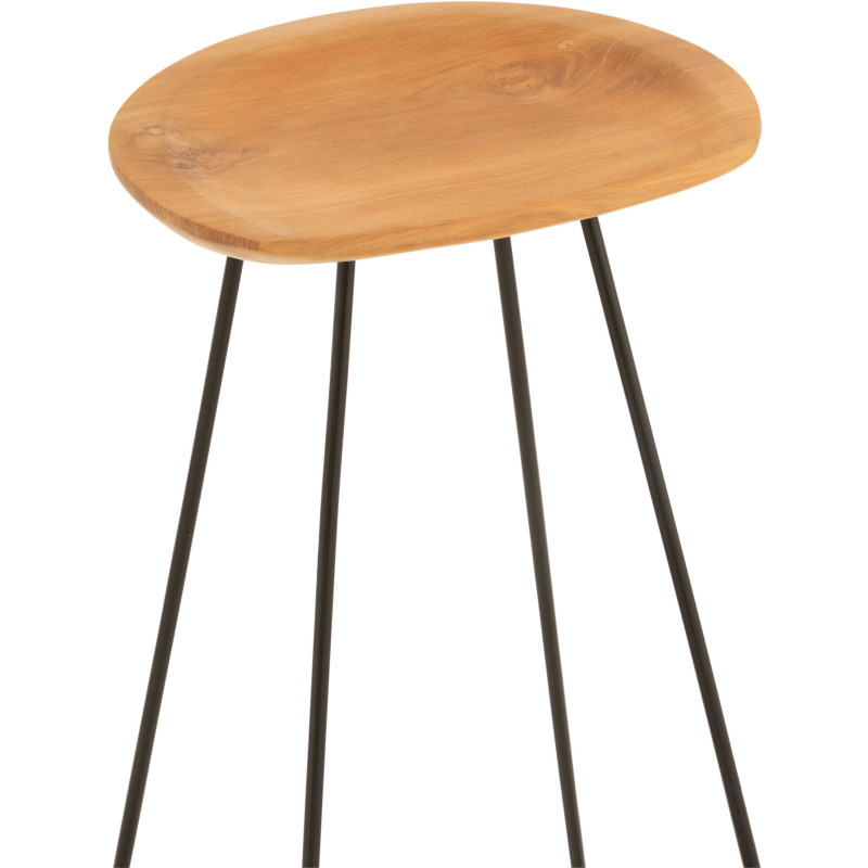 Tabouret de bar Guido en Bois de teck Naturel Métal Noir - 7