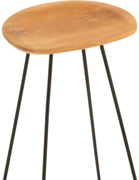 Tabouret de bar Guido en Bois de teck Naturel Métal Noir - 7