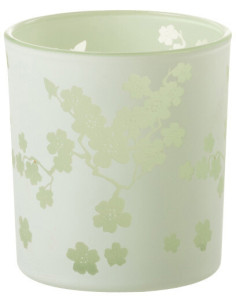 Photophore original Fleurs Diamètre 7 cm en Verre Vert Harmiana - 1