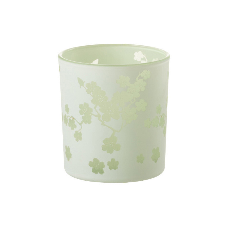 Photophore original Fleurs Diamètre 7 cm en Verre Vert Harmiana - 1
