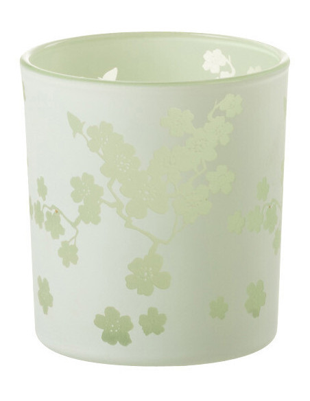 Photophore original Fleurs Diamètre 7 cm en Verre Vert Harmiana - 1