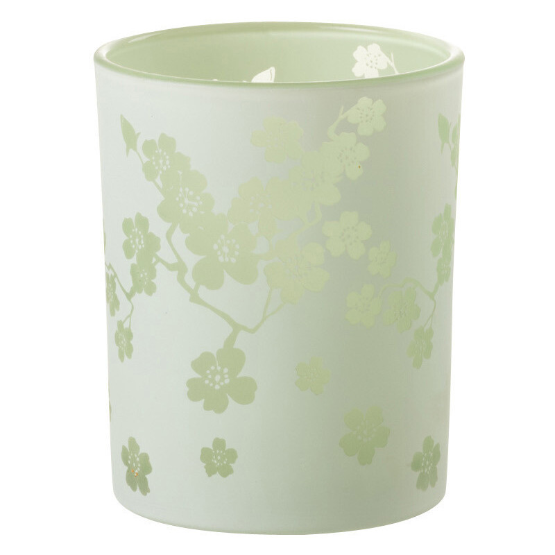 Photophore original Fleurs Diamètre 10 cm en Verre Vert Harmiana - 1