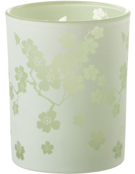 Photophore original Fleurs Diamètre 10 cm en Verre Vert Harmiana - 1