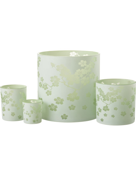 Photophore original Fleurs XXL Diamètre 24 cm en Verre Vert Harmiana - 5