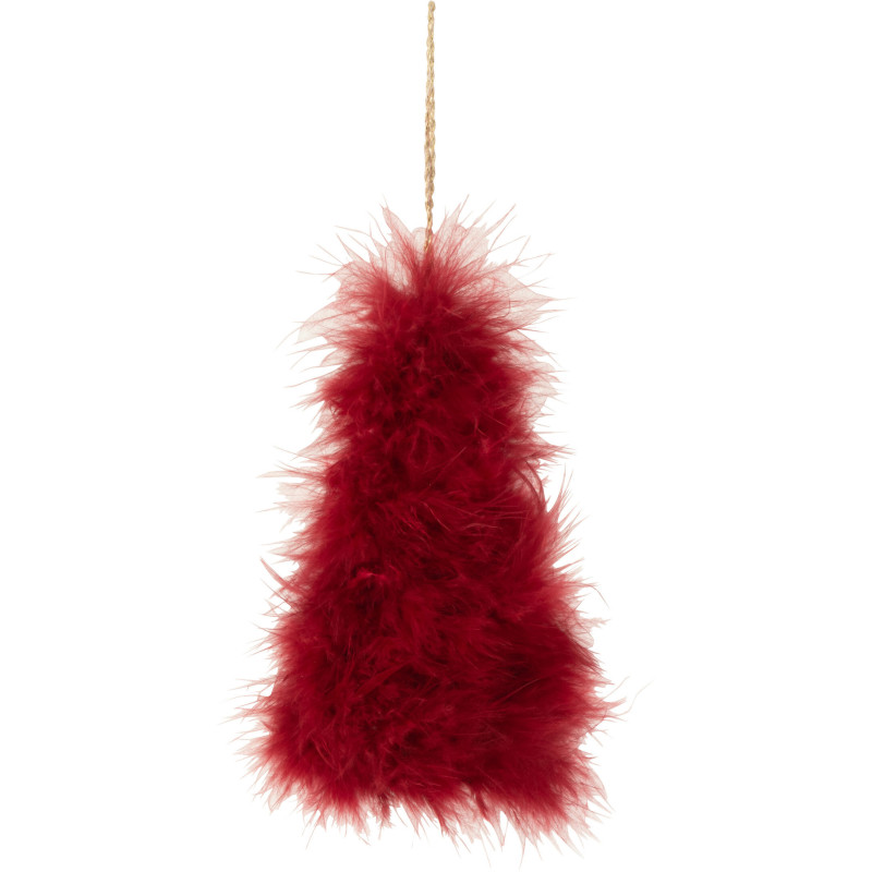 Suspension de Noël Sapin Hauteur 15 cm en Plume Rouge - 1