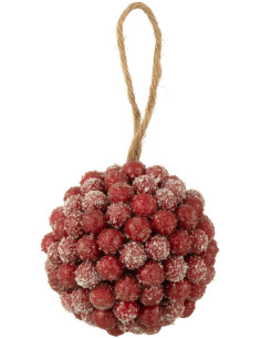 Boule de Noël XL Baies en Plastique Rouge - 1
