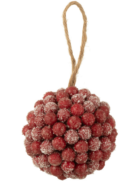 Boule de Noël XL Baies en Plastique Rouge J-Line - 1