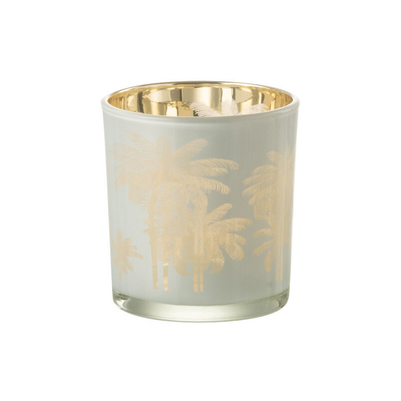 Photophore original Palmiers Diamètre 7 cm en Verre Bleu Doré Holidia - 1