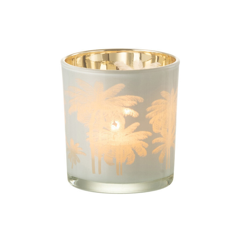 Photophore original Palmiers Diamètre 7 cm en Verre Bleu Doré Holidia - 3