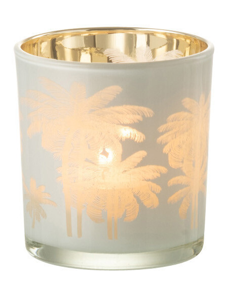 Photophore original Palmiers Diamètre 7 cm en Verre Bleu Doré Holidia - 3