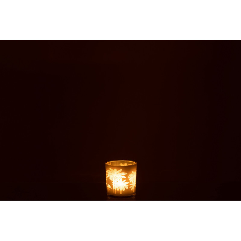 Photophore original Palmiers Diamètre 7 cm en Verre Bleu Doré Holidia - 4