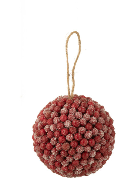 Boule de Noël XXL Baies en Plastique Rouge J-Line - 1