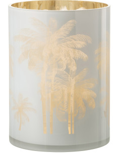 Photophore original Palmiers XL Diamètre 18 cm en Verre Bleu Doré Holidia - 1