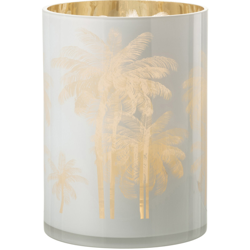 Photophore original Palmiers XL Diamètre 18 cm en Verre Bleu Doré Holidia - 1