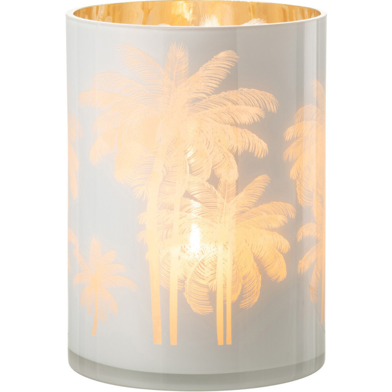 Photophore original Palmiers XL Diamètre 18 cm en Verre Bleu Doré Holidia - 3