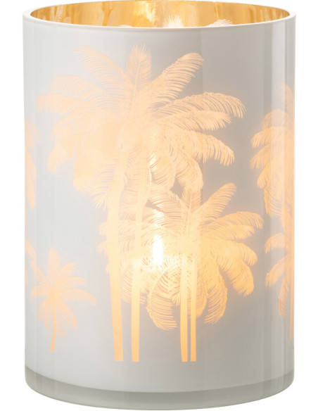 Photophore original Palmiers XL Diamètre 18 cm en Verre Bleu Doré Holidia - 3