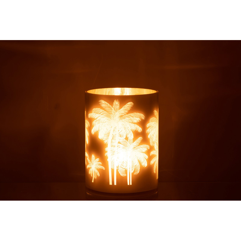 Photophore original Palmiers XL Diamètre 18 cm en Verre Bleu Doré Holidia - 4