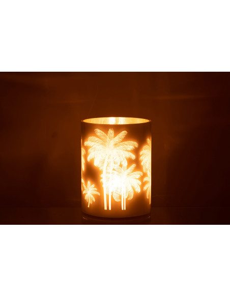 Photophore original Palmiers XL Diamètre 18 cm en Verre Bleu Doré Holidia - 4