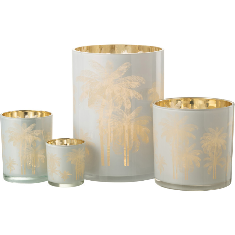 Photophore original Palmiers XL Diamètre 18 cm en Verre Bleu Doré Holidia - 5