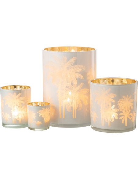 Photophore original Palmiers XL Diamètre 18 cm en Verre Bleu Doré Holidia - 6