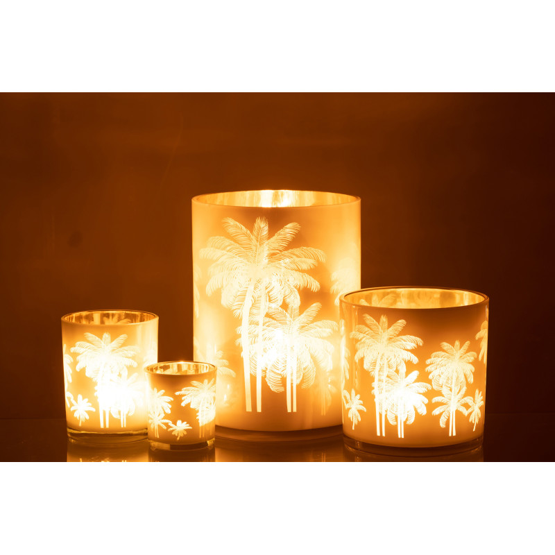 Photophore original Palmiers XL Diamètre 18 cm en Verre Bleu Doré Holidia - 7