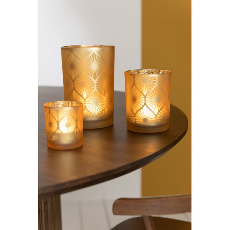 Photophore Art déco Diamètre 7 cm en Verre Jaune Losian - 2