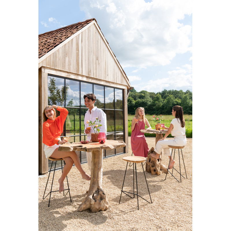Tabouret de bar Guido en Bois de teck Naturel Métal Noir - 8